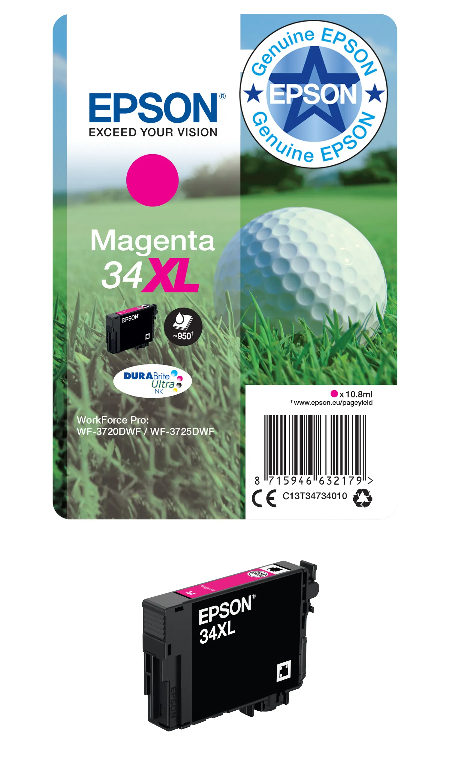 Epson 34XL -mustekasetti, 10.8 ml, magenta