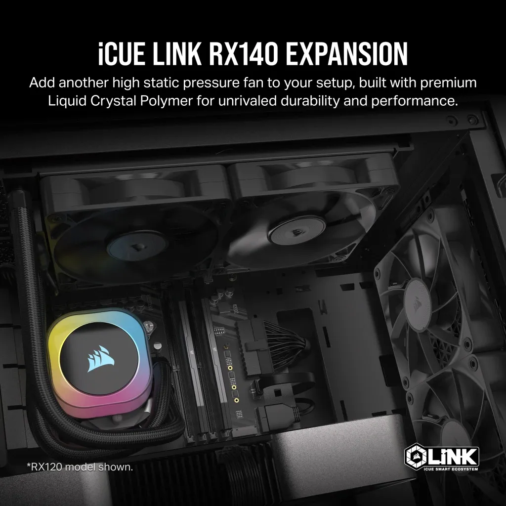 CORSAIR iCUE LINK RX140 -case fan, black, 140mm, PWM,
