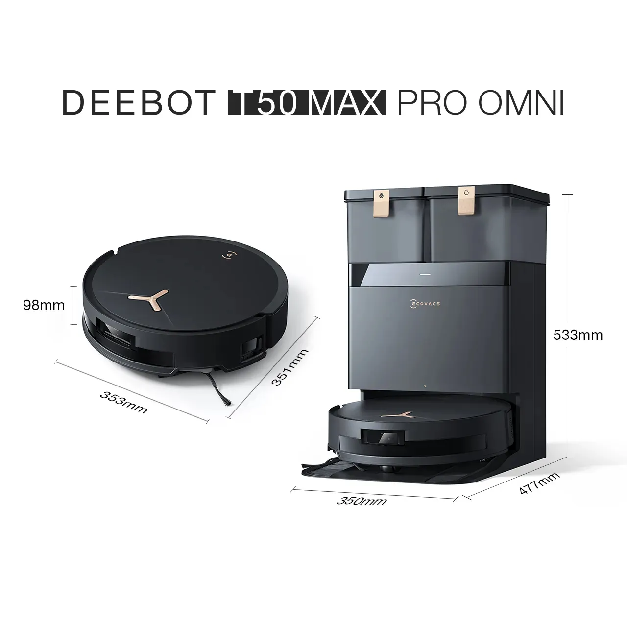 ECOVACS DEEBOT T50 MAX PRO OMNI Gen2 Robot vacuum cleaner, Black