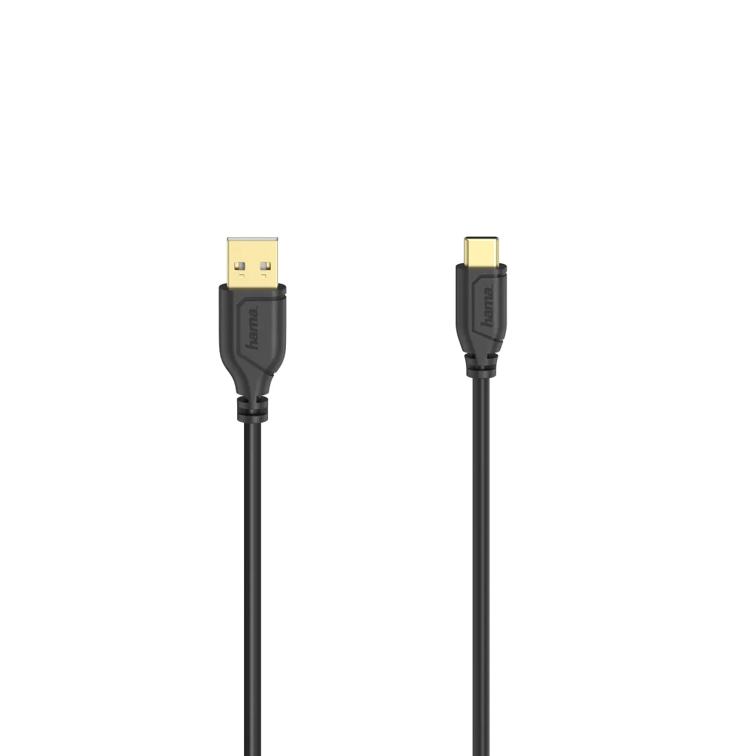 Hama Flexi Slim USB-A - USB-C - cable, Black, 0.75m