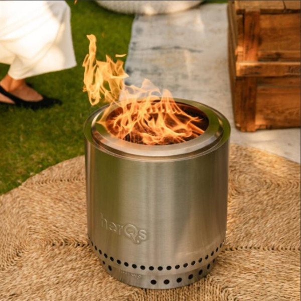 HERQS Smokeless FirePit Cozy Smokeless Fire Pit, Stainless Steel, Silver, 38 cm