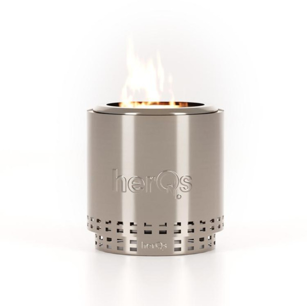 HERQS Smokeless FirePit Cozy Smokeless Fire Pit, Stainless Steel, Silver, 38 cm