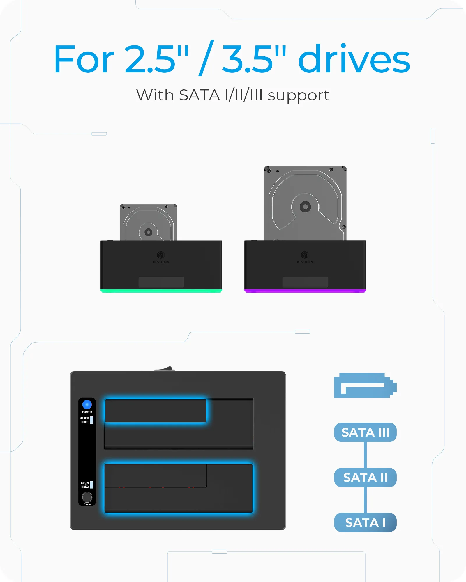 ICY BOX 2 bay Docking & CloneStation for 2.5" & 3.5"