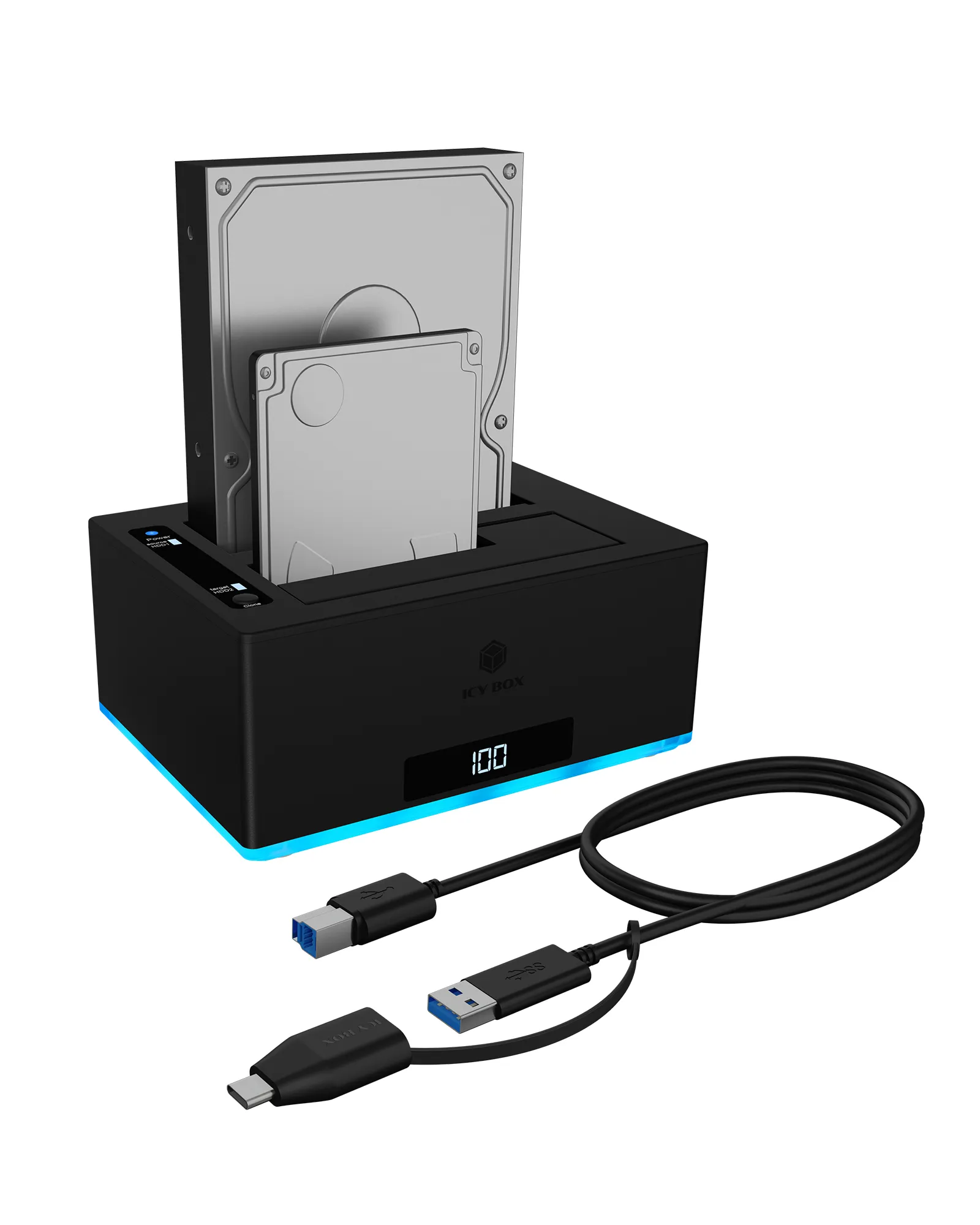 ICY BOX 2 bay Docking &amp; CloneStation for 2.5" &amp; 3.5"