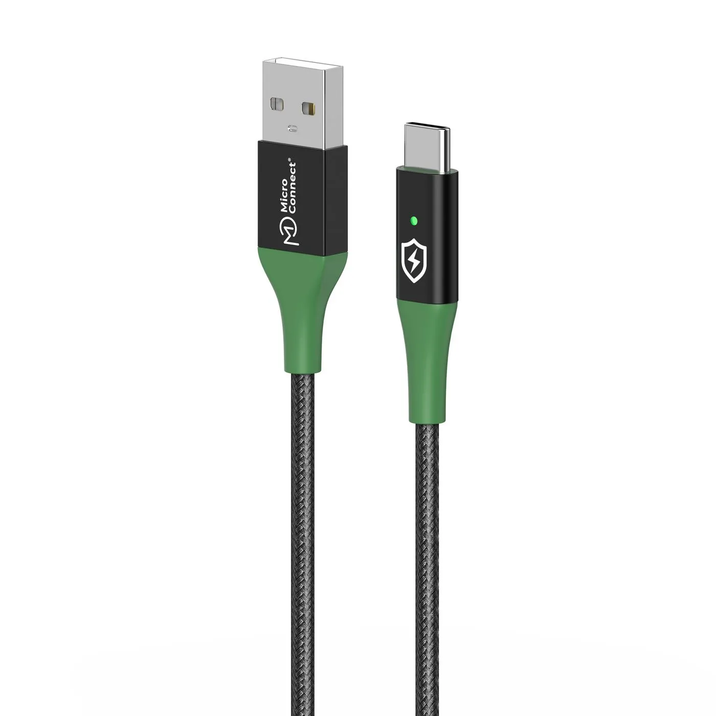 Microconnect Smart Charge USB-A - USB-C - cable, black/green, 1m