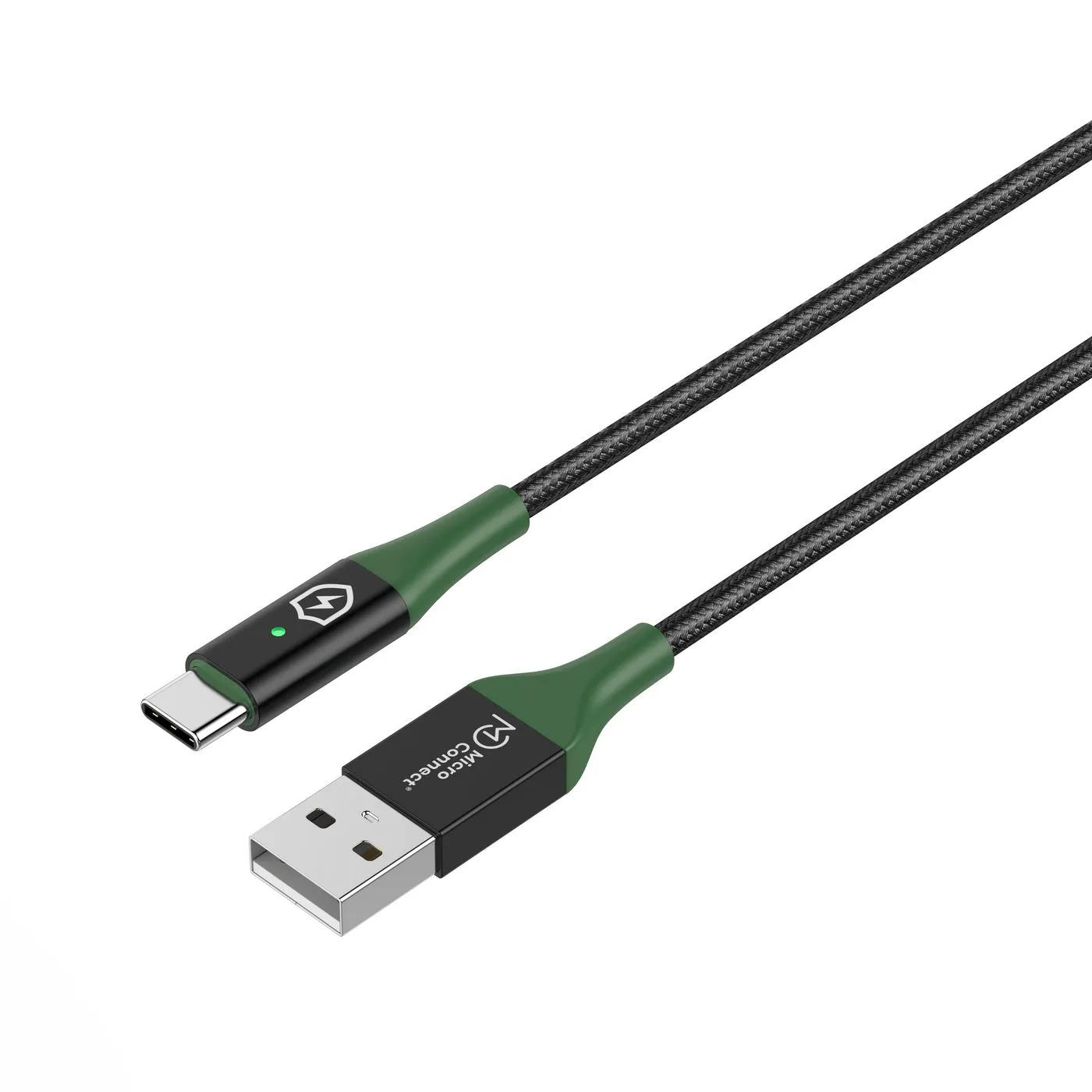Microconnect Smart Charge USB-A - USB-C - cable, black/green, 1m
