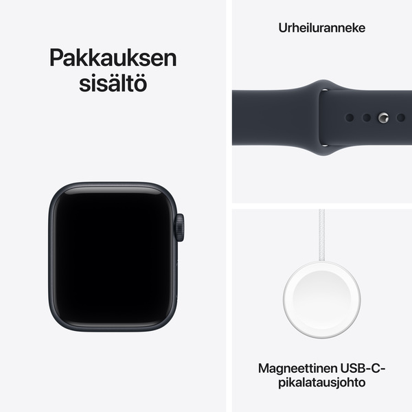 Apple Watch SE 3 (GPS) 40 mm keskiy&ouml;nsininen alumiinikuori ja musteensininen urheiluranneke, S/M