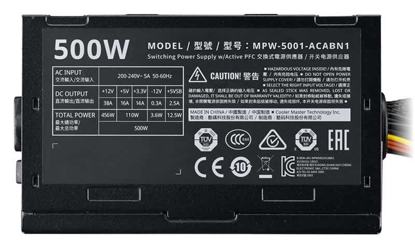 Cooler Master Elite V3 500W - PSU, 80 Plus