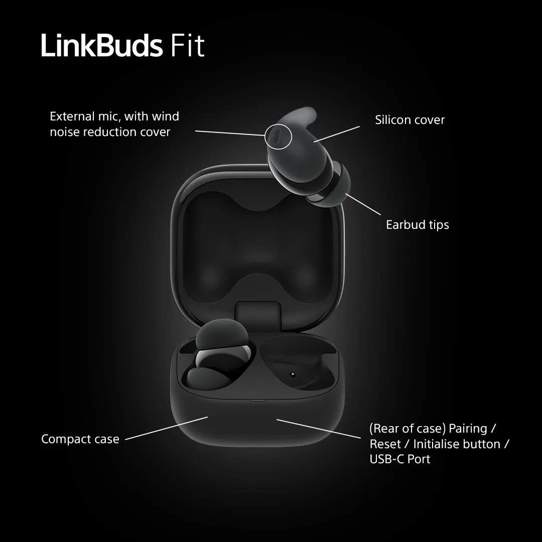 (L&ouml;yt&ouml;nurkka) Sony Linkbuds Fit ANC -langattomat nappikuulokkeet, Musta