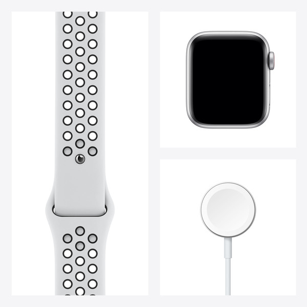 Apple Watch Nike SE GPS + Cellular, 40mm Silver Aluminium Case with Pure Platinum/Black Nike Sport Band - Regular