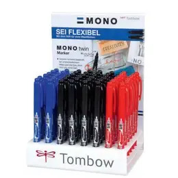TOMBOW MONO Twin, 0.4/0.8mm, Fineliner, 48 pcs, Black, blue and red