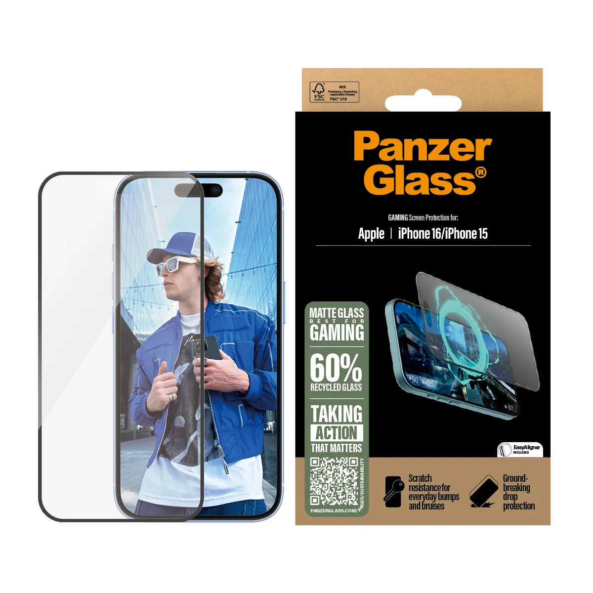 PanzerGlass Ultra-Wide Fit, Gaming, iPhone 16 -panssarilasi