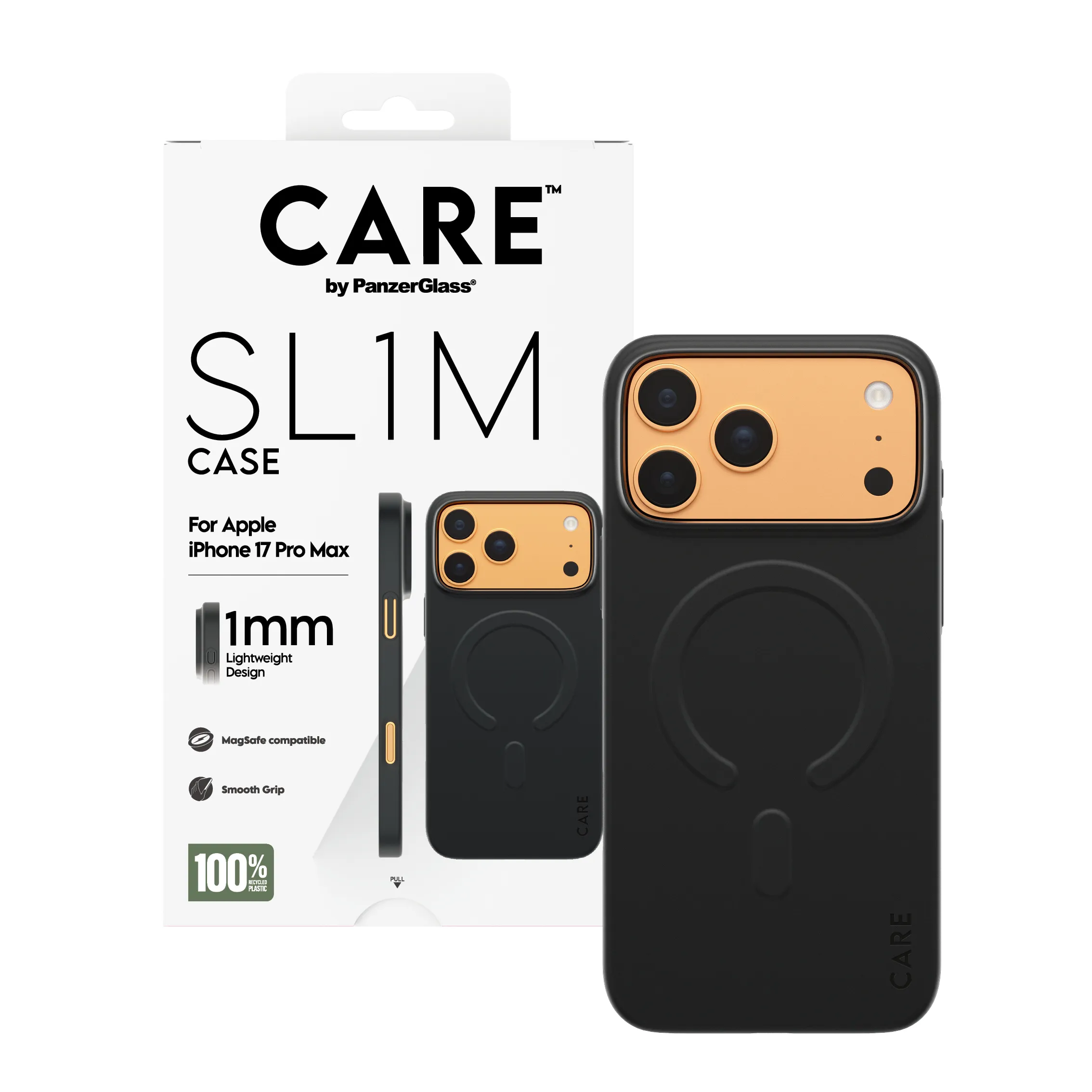 CARE by PanzerGlass SL1M MagSafe, iPhone 17 Pro Max -suojakuori, musta