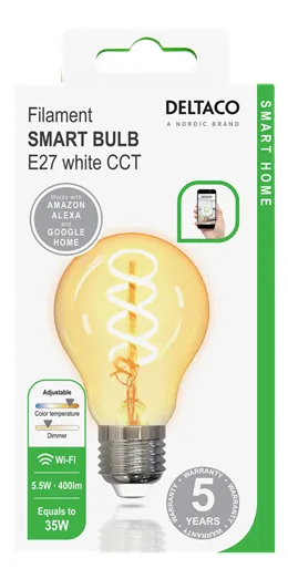 Deltaco Smart Home Filament SH-LFE27A60S - smart bulb, E27, 5.5W, dimmable, Wi-Fi
