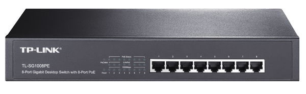 TP-Link, n&auml;tverksswitch PoE+ 8 portar 10/100/1000MB