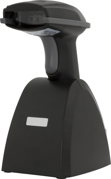 Langaton viivakoodinlukija ja teline, 100m kantama, musta/harm