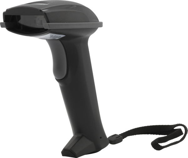 Langaton viivakoodinlukija ja teline, 100m kantama, musta/harm