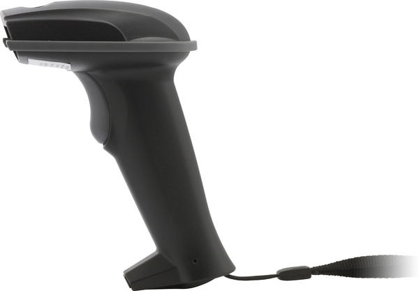 Langaton viivakoodinlukija ja teline, 100m kantama, musta/harm