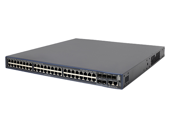 HPE  5500-48G-PoE+-4SFP   HI Switch with 2 Interface Slots (Comware OS). 24x RJ-45 autosensing 10/100/1000 PoE+ ports  + 4x SFP fixed Gigabit Ethernet SFP ports