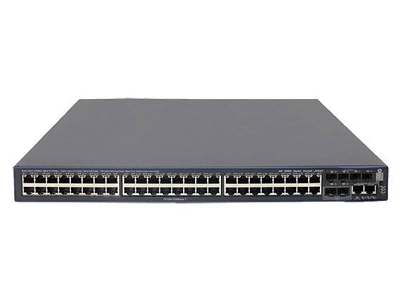 HPE  5500-48G-PoE+-4SFP   HI Switch with 2 Interface Slots (Comware OS). 24x RJ-45 autosensing 10/100/1000 PoE+ ports  + 4x SFP fixed Gigabit Ethernet SFP ports
