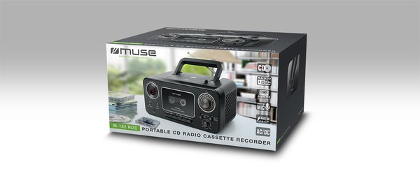 Muse M-182 RDC - radio/kassettbandspelare, CD/FM, svart