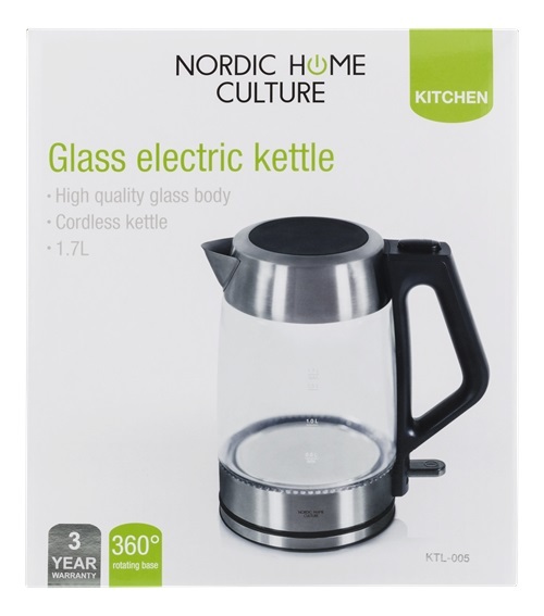 NORDIC HOME CULTURE Vattenkokare, 2200W, Silver