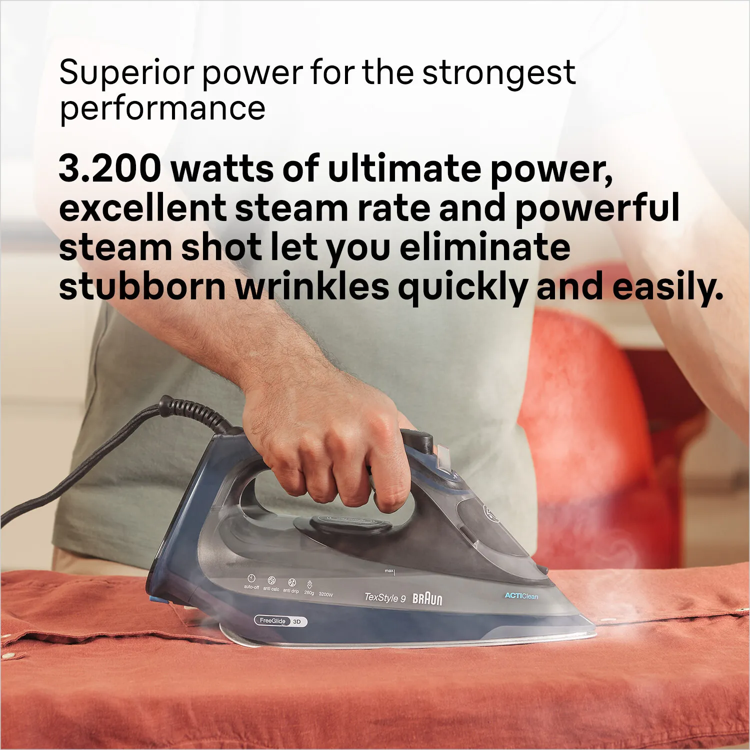 Braun TexStyle 9 SI 9682 DB Steam Iron, 3200W, 0.33L, Dark Blue