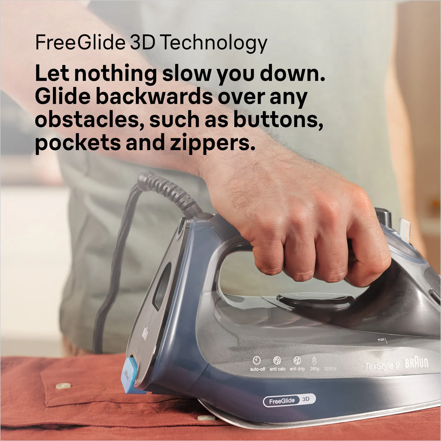 Braun TexStyle 9 SI 9682 DB Steam Iron, 3200W, 0.33L, Dark Blue