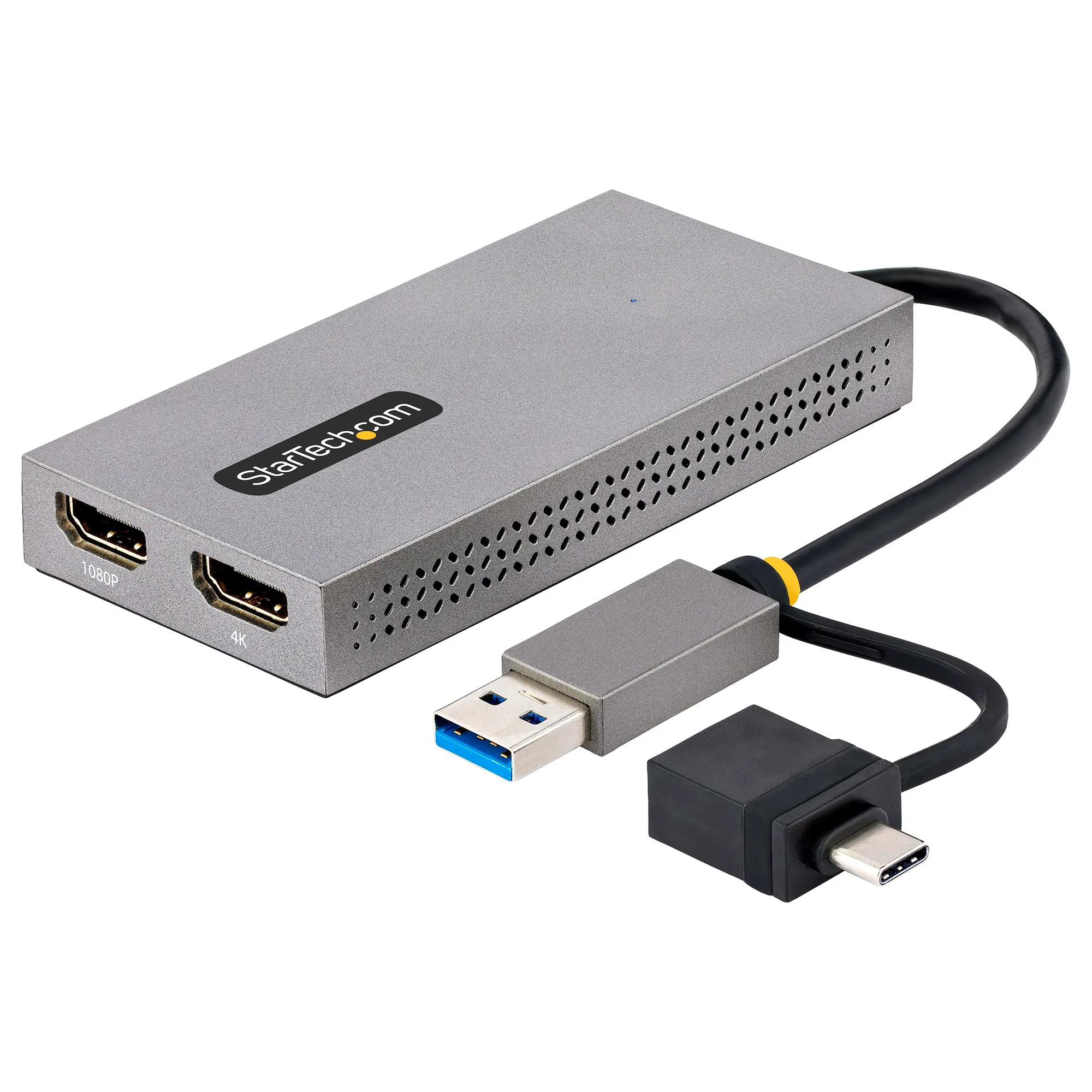 StarTech USB-C to 4K HDMI, 100W Power Delivery Pass-through, SD/MicroSD Slot, 3-Port USB 3.0 Hub - adapter, Grey