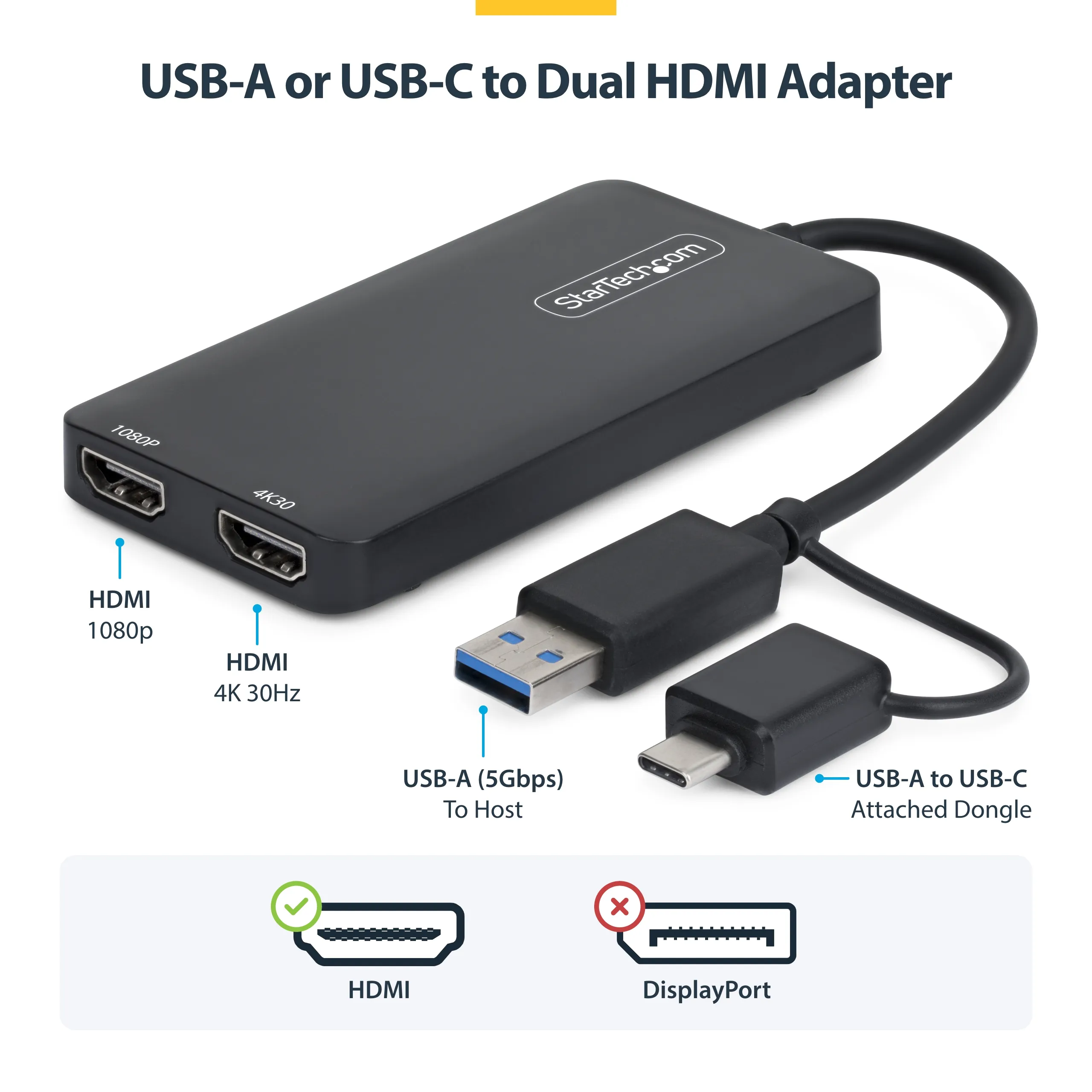 StarTech USB-C to 4K HDMI, 100W Power Delivery Pass-through, SD/MicroSD Slot, 3-Port USB 3.0 Hub - adapter, Grey