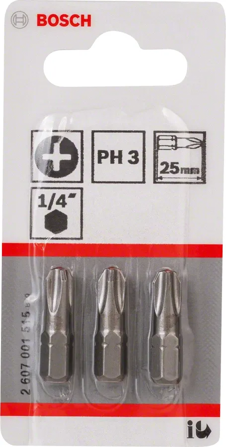 Bosch PH3 3 pcs Extra hard 25mm - screwdriver bit Bosch PH3 3 pcs Extra hard 25mm - screwdriver bit