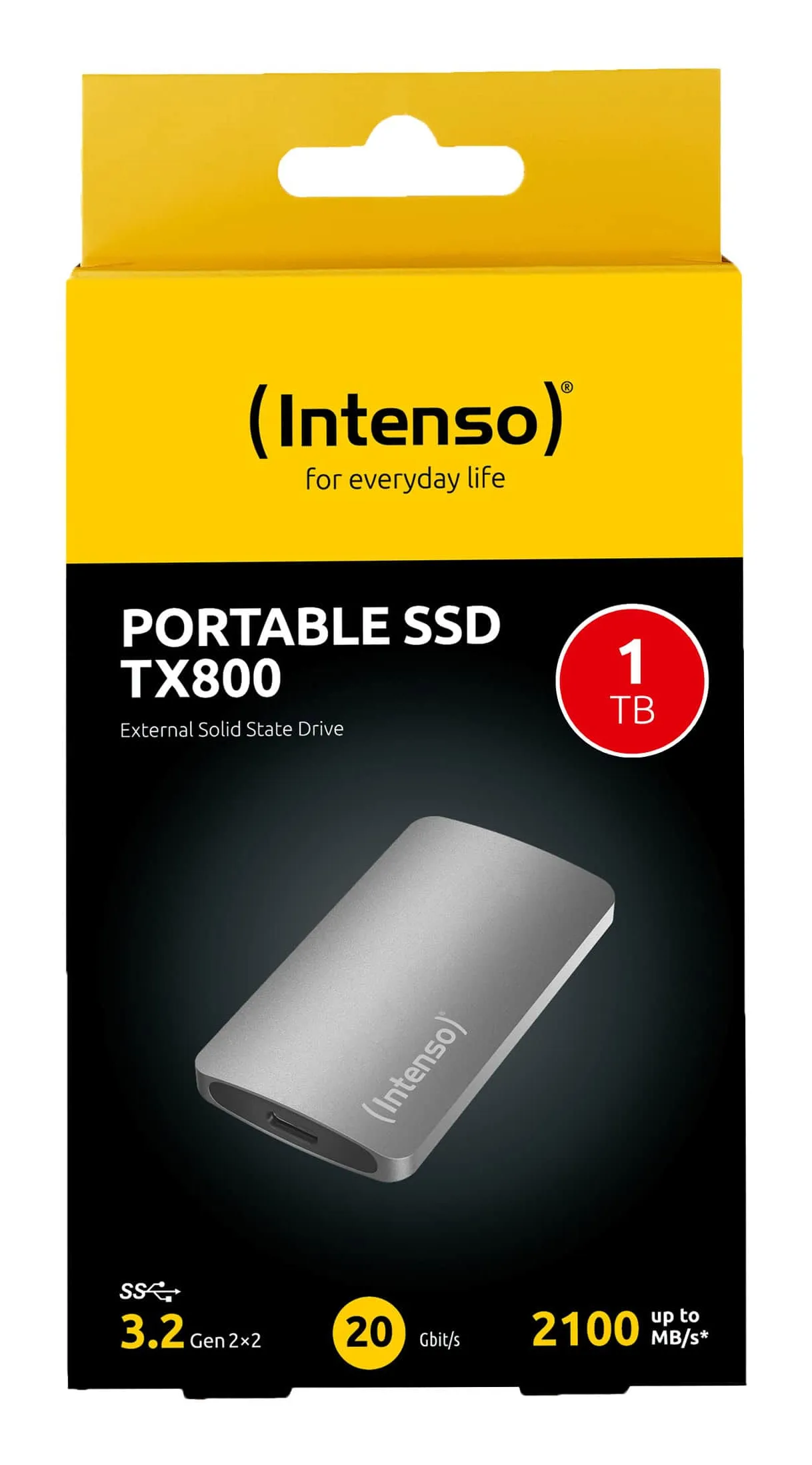 Intenso TX800 1 Tt USB 3.2 Gen 2x2 (USB-C) -ulkoinen SSD, iskunkestävä, Anthracite