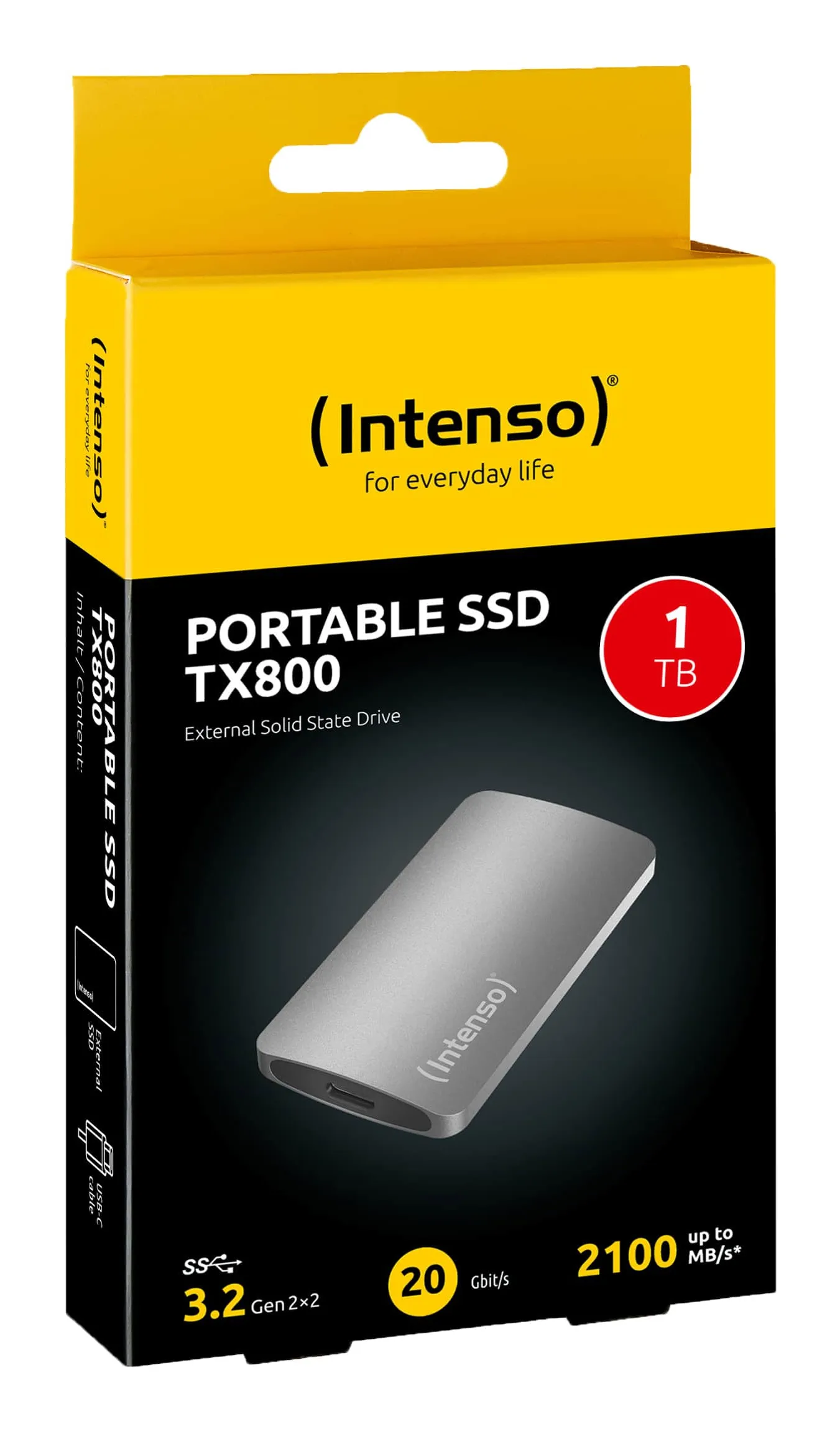Intenso TX800 1 Tt USB 3.2 Gen 2x2 (USB-C) -ulkoinen SSD, iskunkestävä, Anthracite