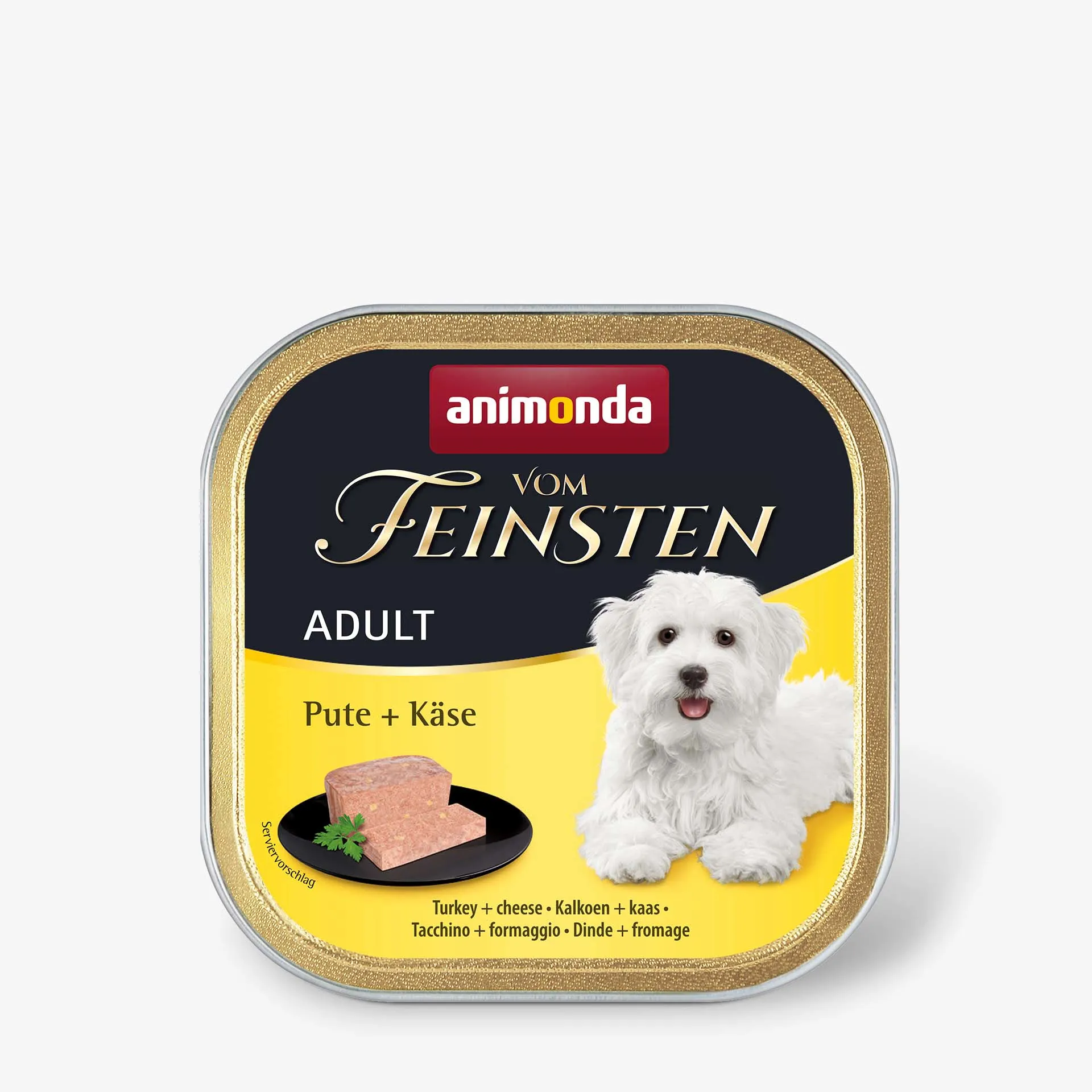 Animonda Vom Feinsten Adult Turkey with Cheese, Wet food for dogs, Grain Free, 150g