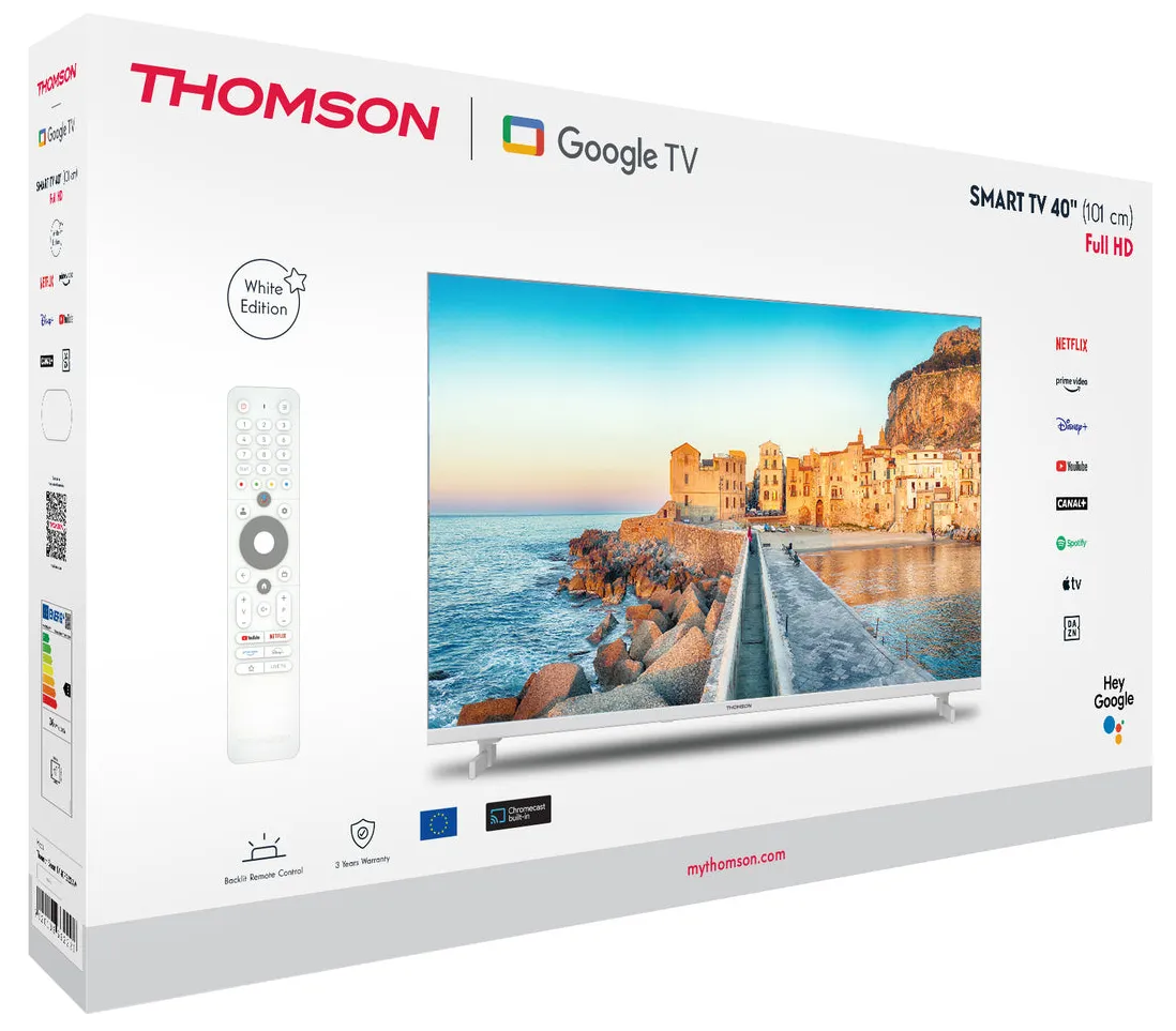 Thomson 40FG2S15W 40" Full HD LED Google TV, 60 Hz, HDR10, valkoinen