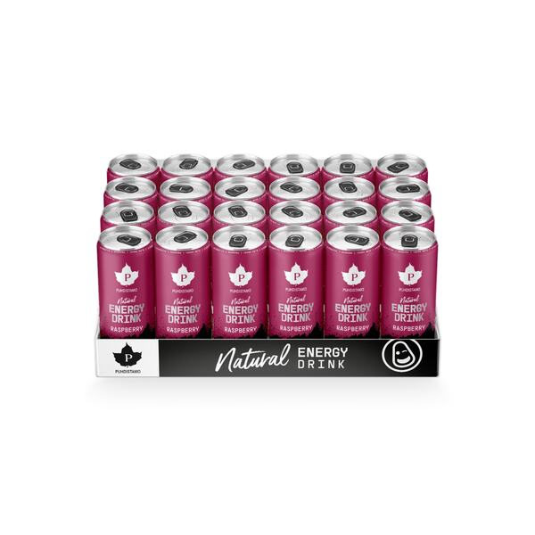 Puhdistamo Natural Energy Drink Raspberry Strong - 330 ml 24-pack
