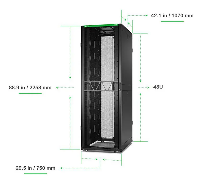 APC NetShelter SX Server Rack Gen 2 48U 2258H x 750W x 1070D mm w/ Sides Black
