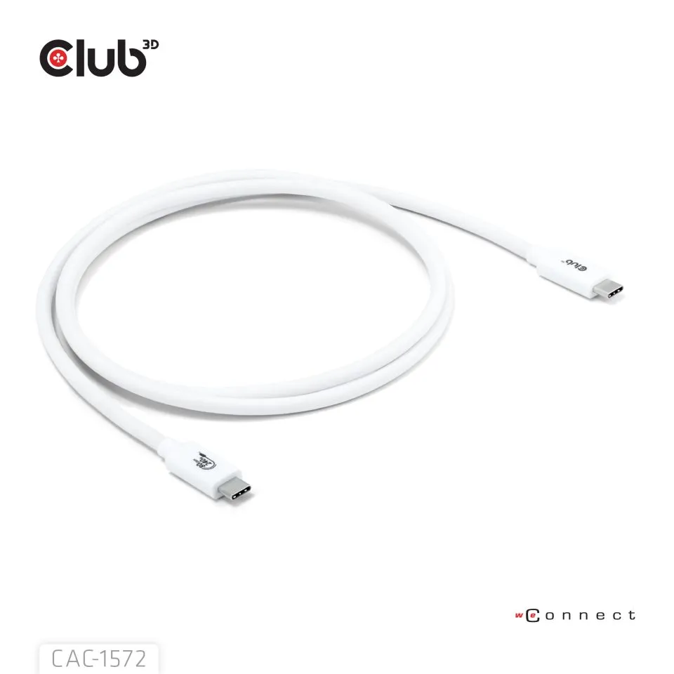 Club 3D USB-C - USB-C USB4 v2 4K540Hz 240W - cable, White, 1.2m