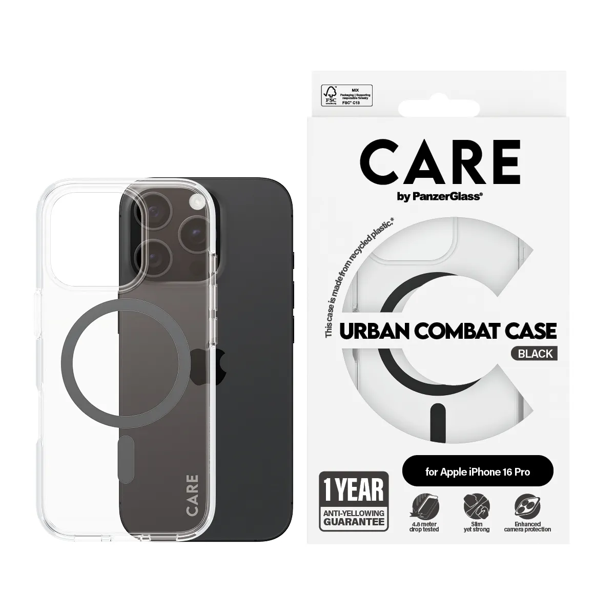 Care by PanzerGlass iPhone 16 Pro MagSafe Urban Combat skal, Svart