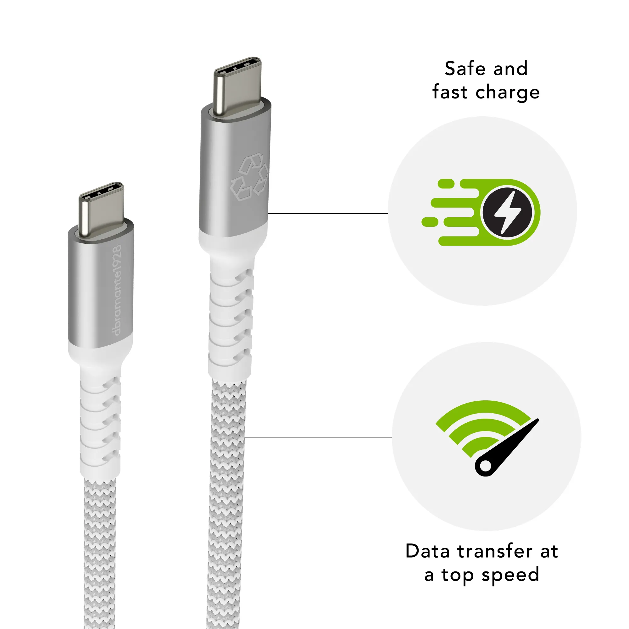 Re-charge - BRD Cable - USB-A to Lightning, White (1.2m)