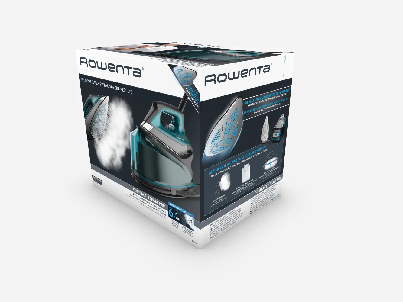 Rowenta Compact Steam Pro DG7623 - steam ironing station, Black, Blue