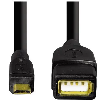 Hama  OTG USB-A - Micro-USB B -kaapeli, 15 cm, Musta