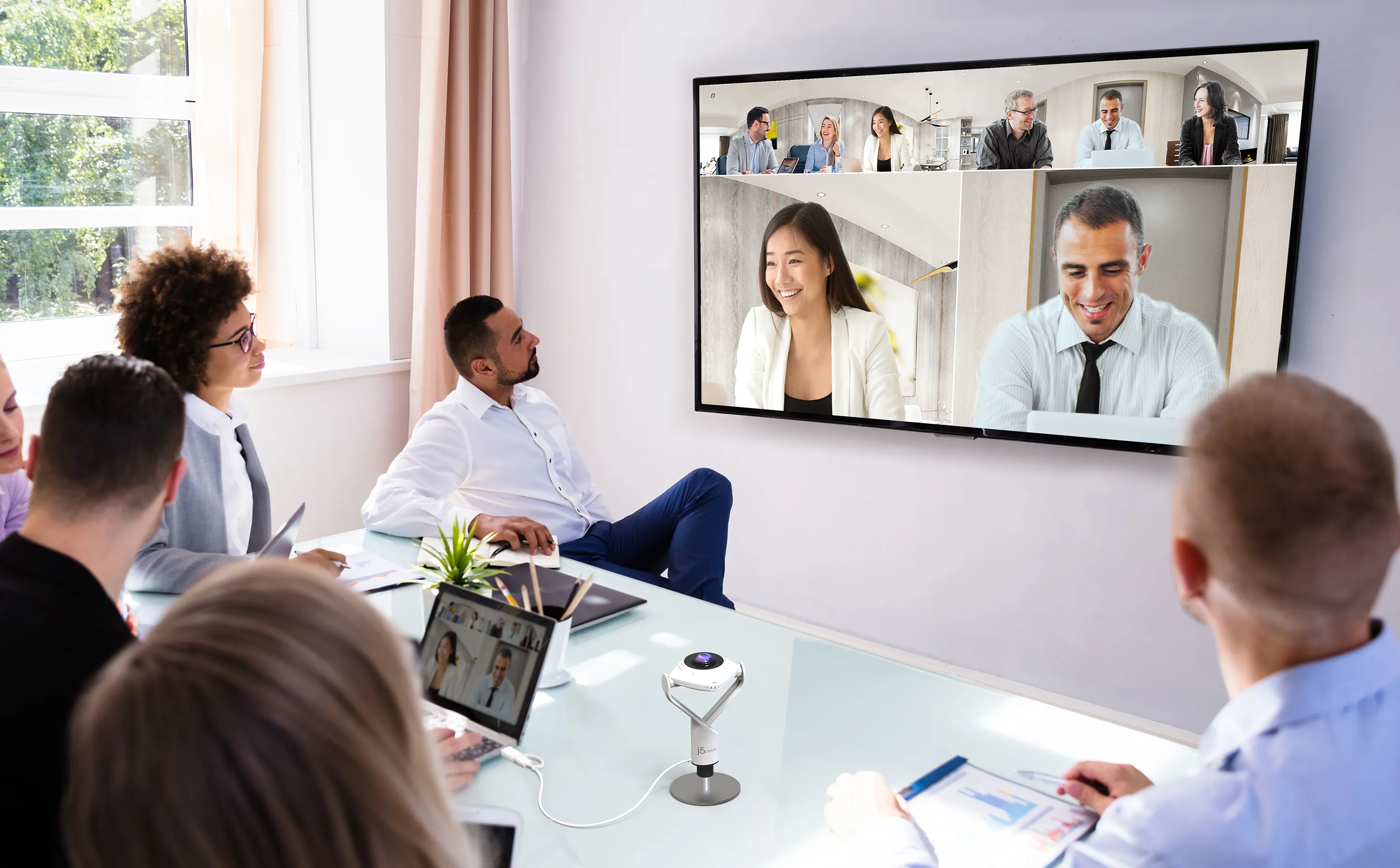 j5 create JVCU360 360 All Around Full HD - webbkamera, vit