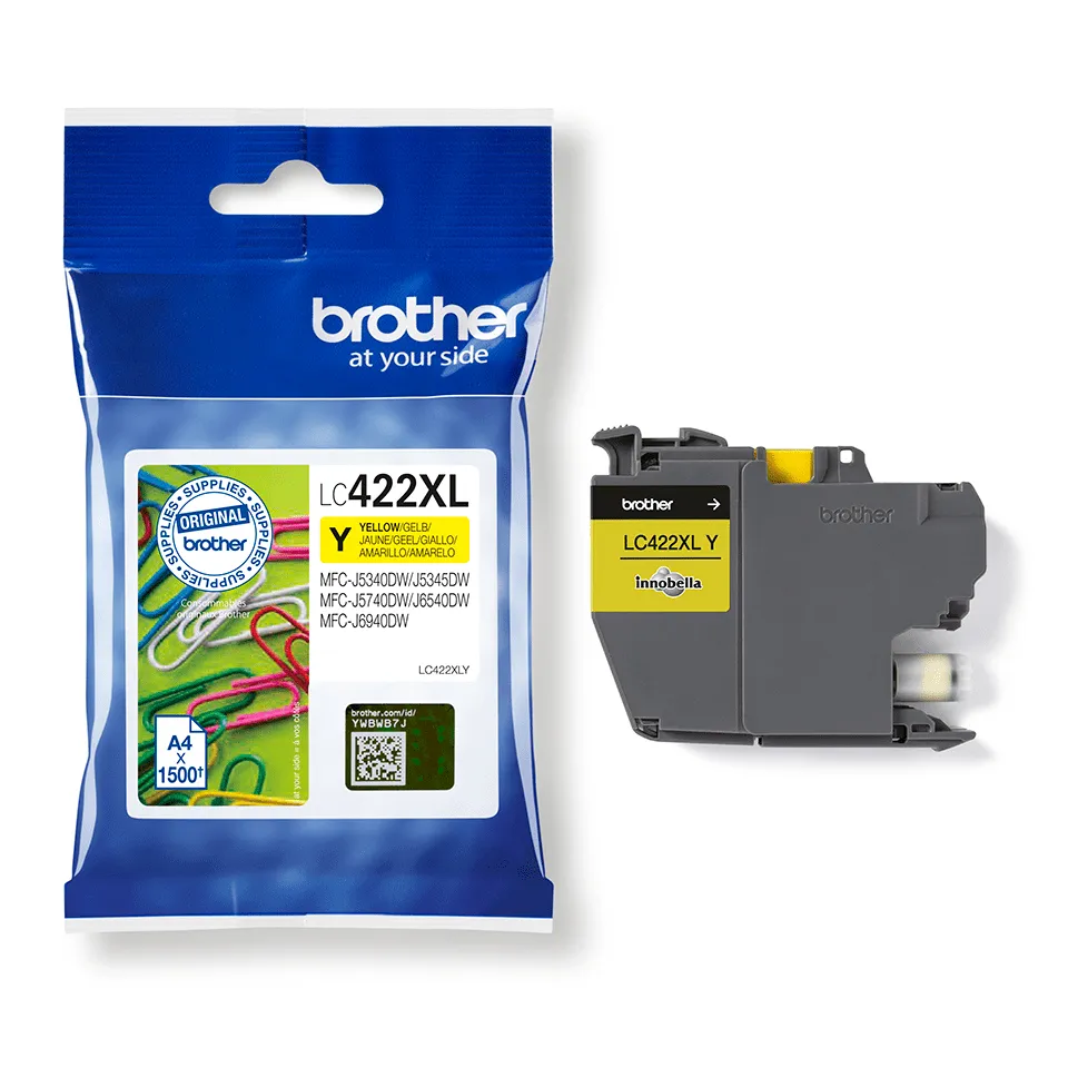 Brother  LC422XLY -mustekasetti, Keltainen
