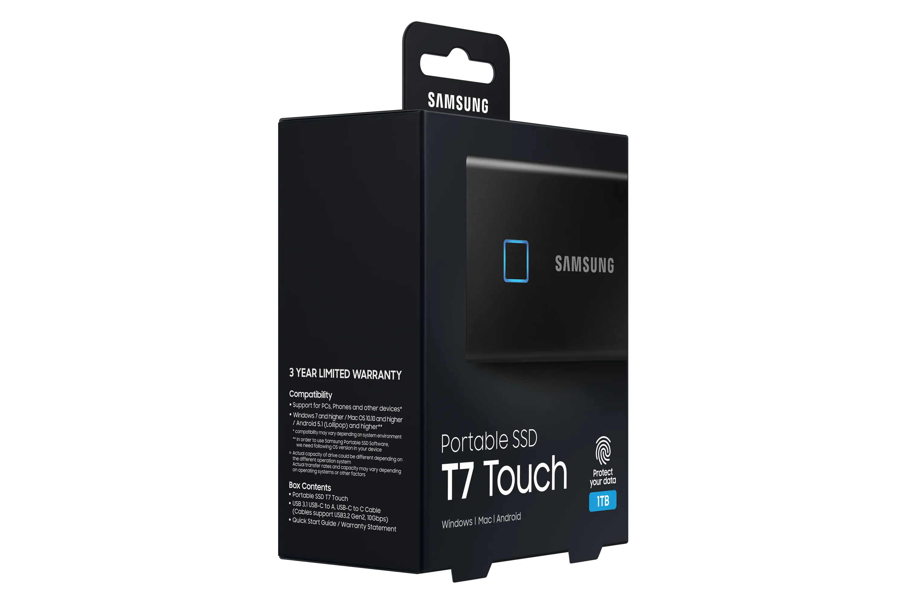 Samsung T7 Touch 1TB USB-C - External SSD, Black