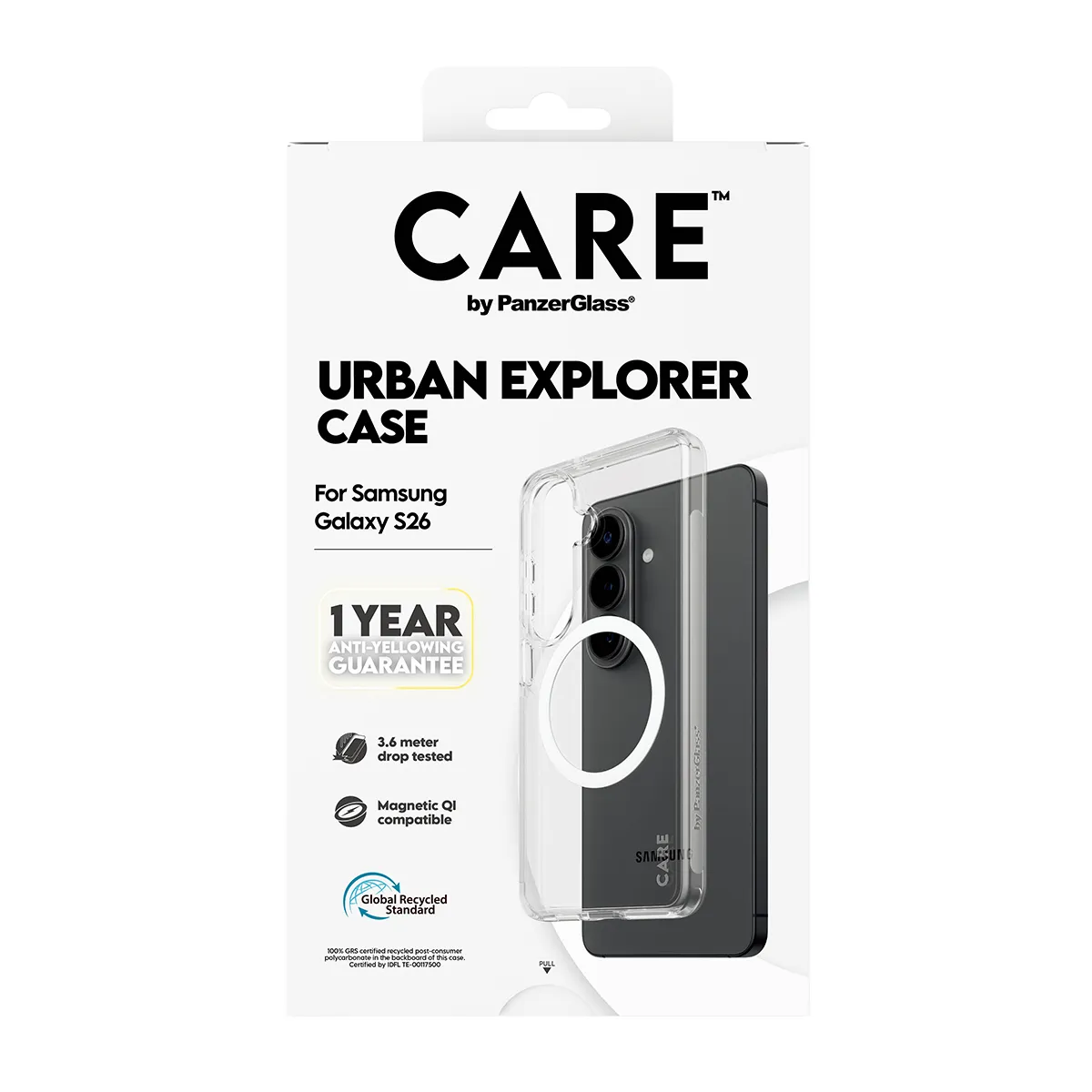 CARE by PanzerGlass Urban Explorer Case for Galaxy S26, Transparent / White Qi