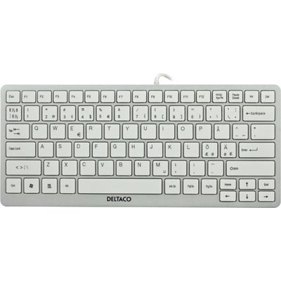 DELTACO tunt minitangentbord, USB, vit/silver