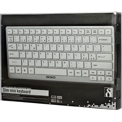 DELTACO tunt minitangentbord, USB, vit/silver