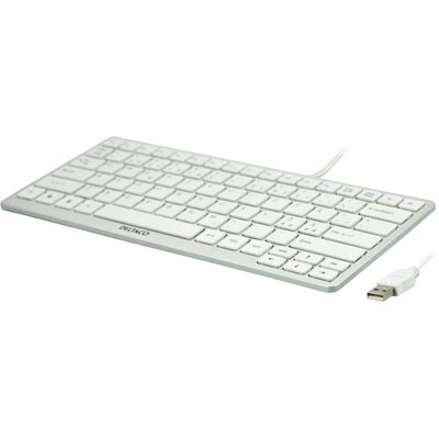 DELTACO tunt minitangentbord, USB, vit/silver