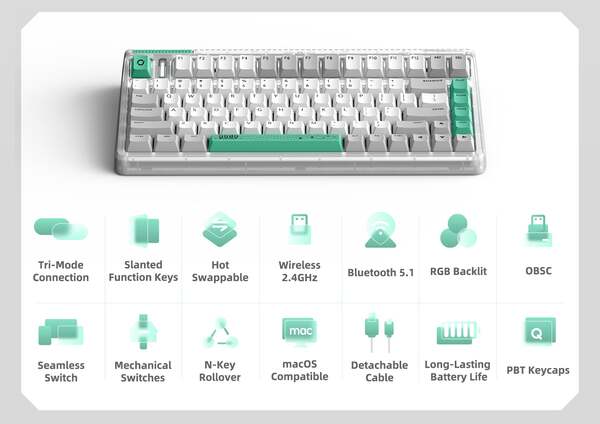 Iqunix OG80 Wormhole wireless RGB TTC Silent Brown - gaming keyboard